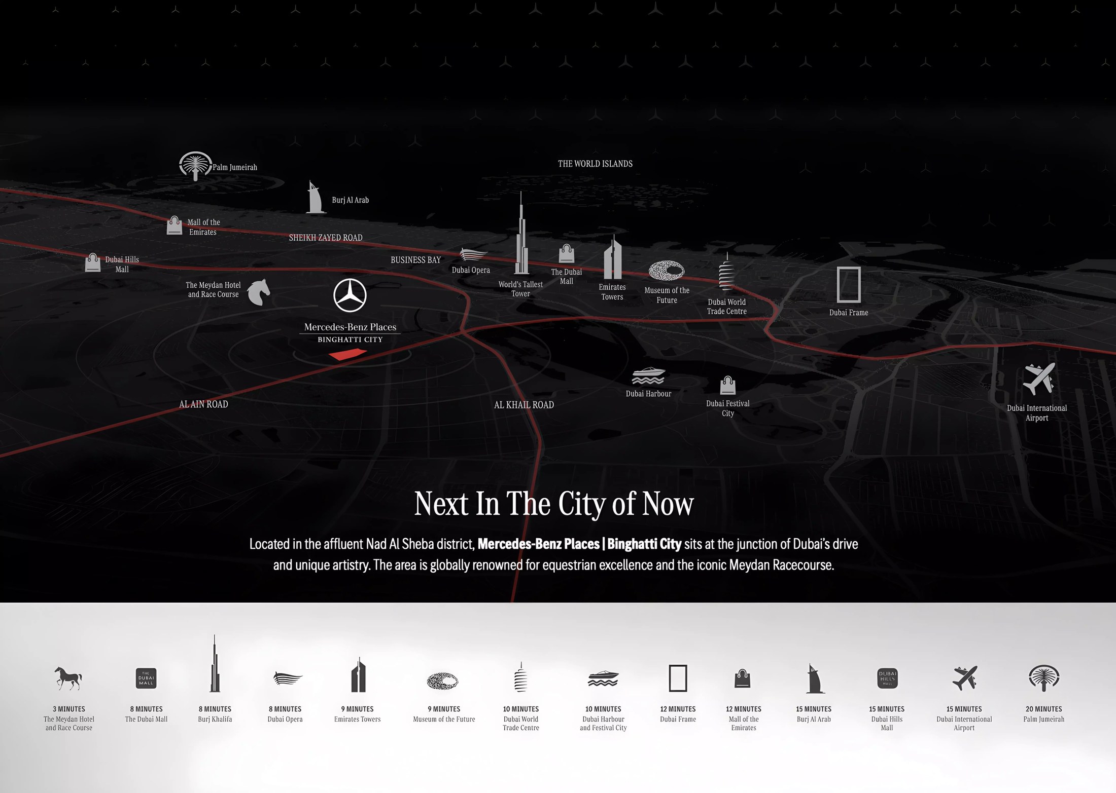 Mercedes-Benz Places Binghatti City location map — Nad Al Sheba, Meydan Dubai